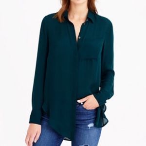 J. Crew Tops - NWT J. Crew Silk Emerald Green Button Down Shirt J. Crew Tops - NWT J. Crew Silk Emerald Green Button Down Shirt